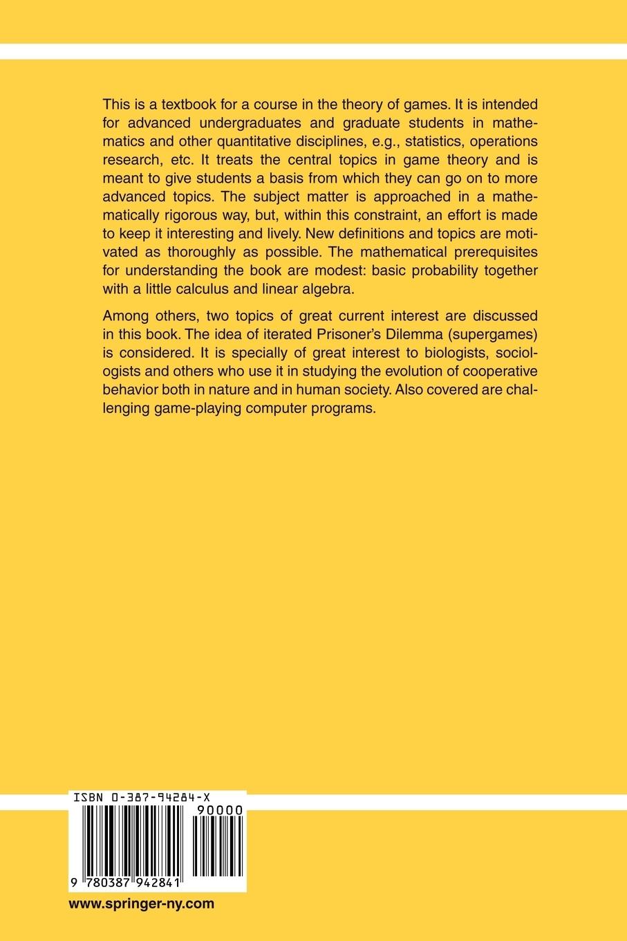 Rückseitencover Introduction to Game Theory