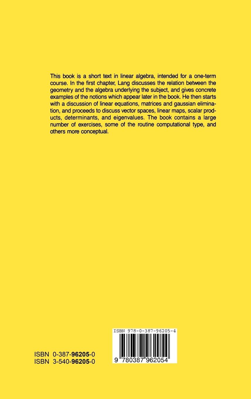 Rückseitencover Introduction to Linear Algebra