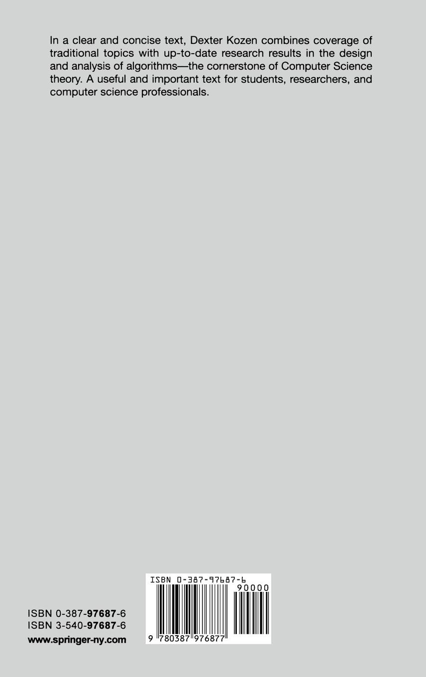 Rückseitencover The Design and Analysis of Algorithms