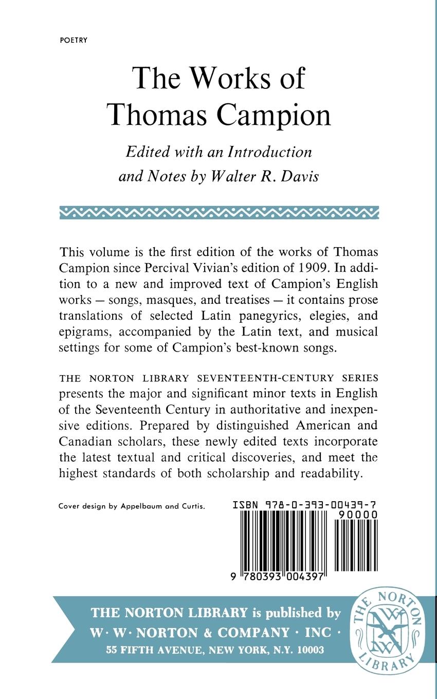 Rückseitencover The Works of Thomas Campion