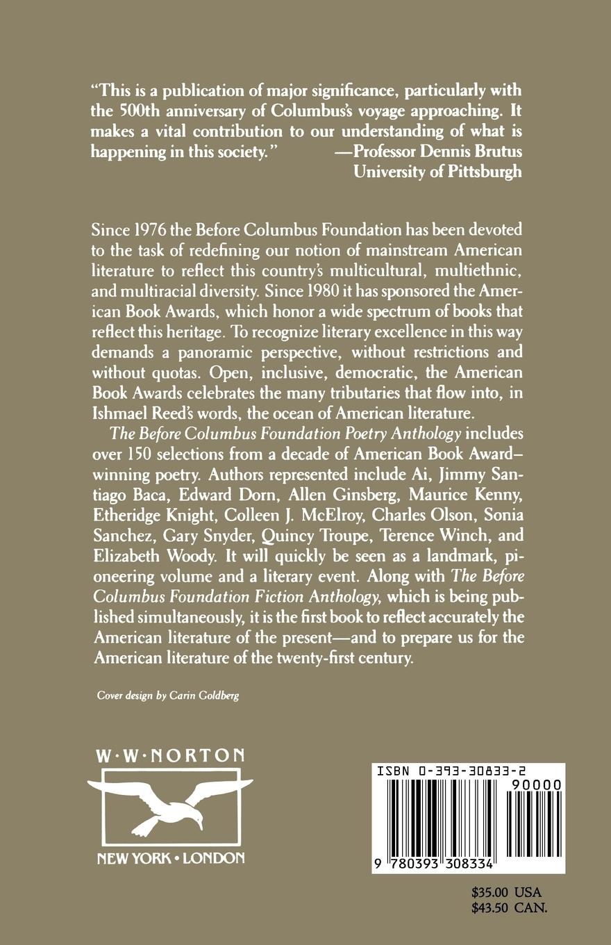 Rückseitencover Before Columbus Foundation Poetry Anthology