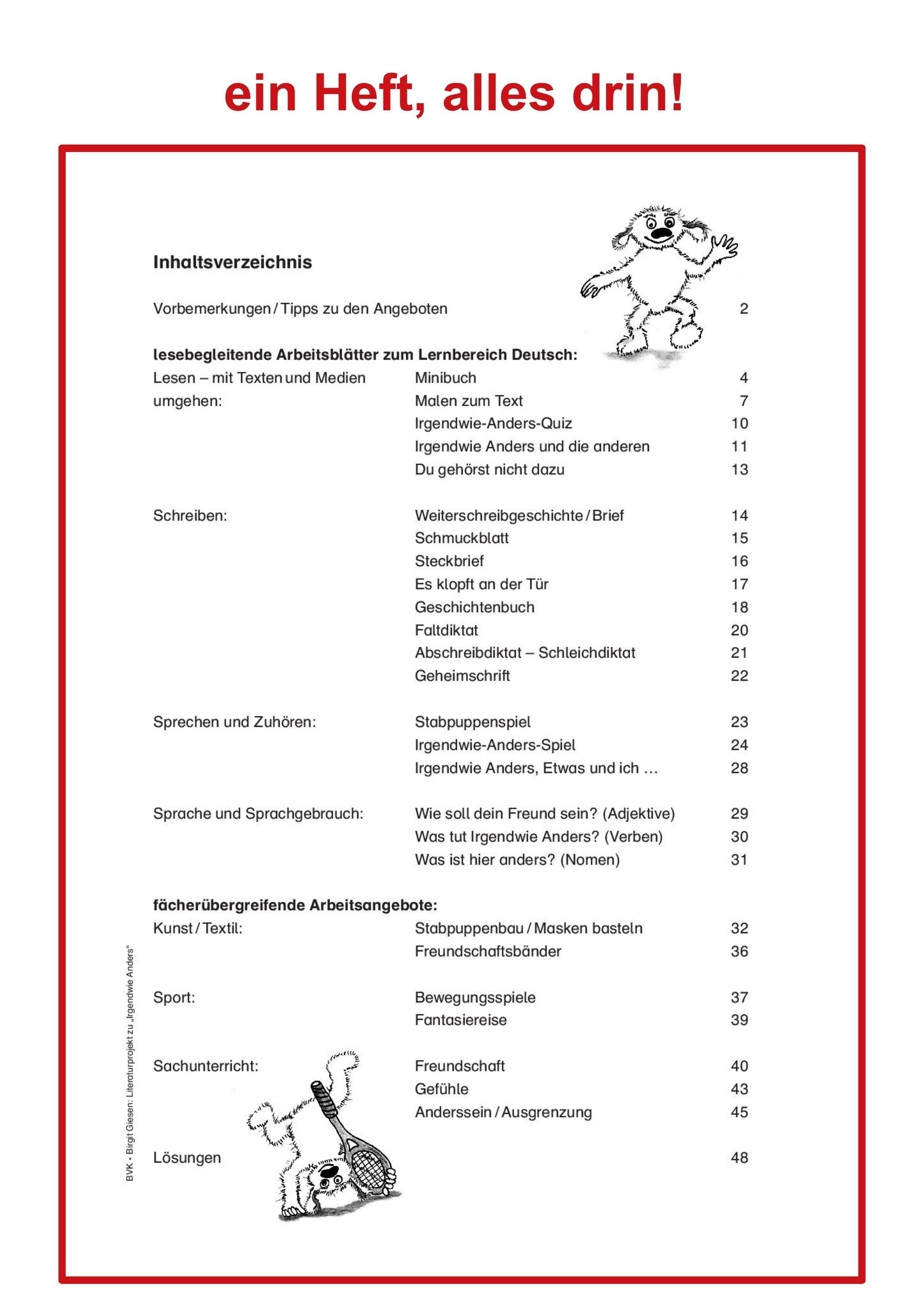 Beispielinhalt (Bild) Literaturprojekt zu Irgendwie anders