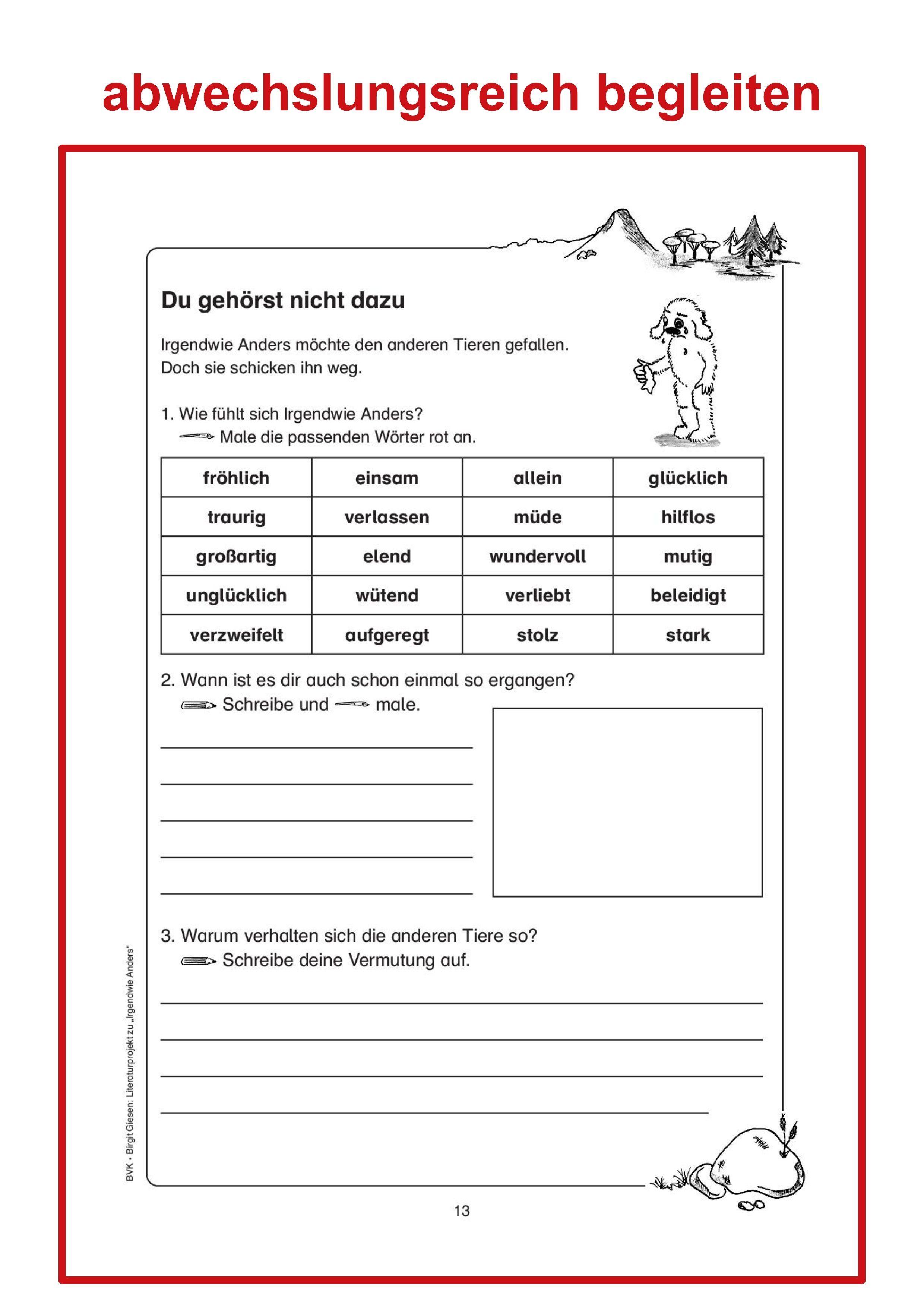 Beispielinhalt (Bild) Literaturprojekt zu Irgendwie anders