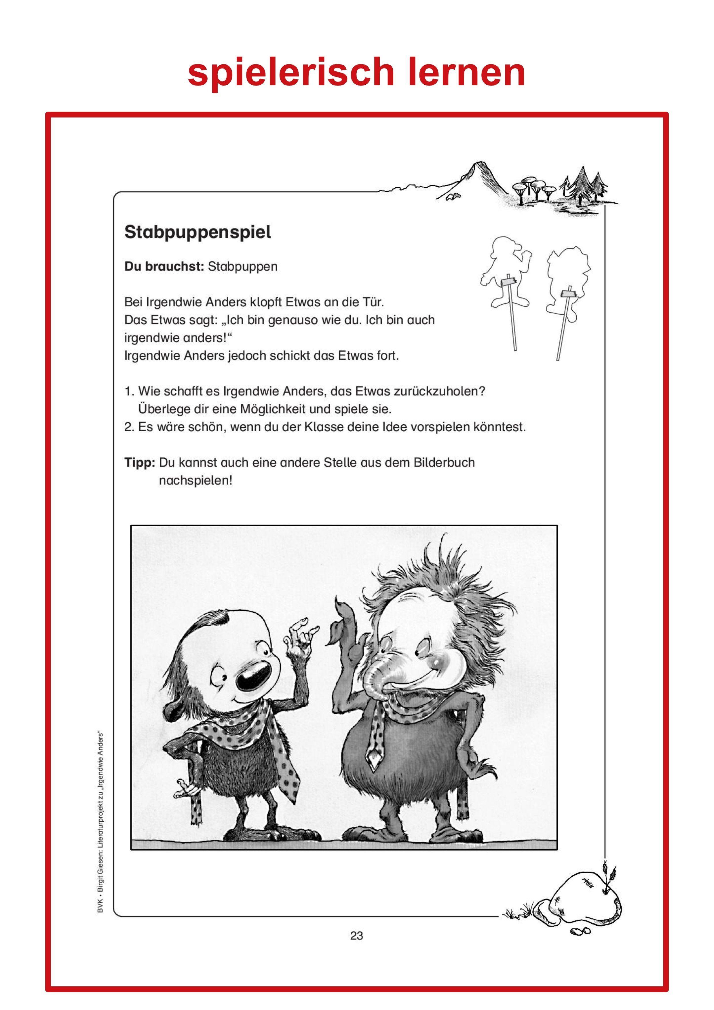 Beispielinhalt (Bild) Literaturprojekt zu Irgendwie anders