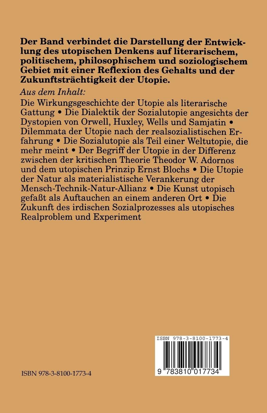 Rückseitencover Utopie: Ortsbestimmungen im Nirgendwo
