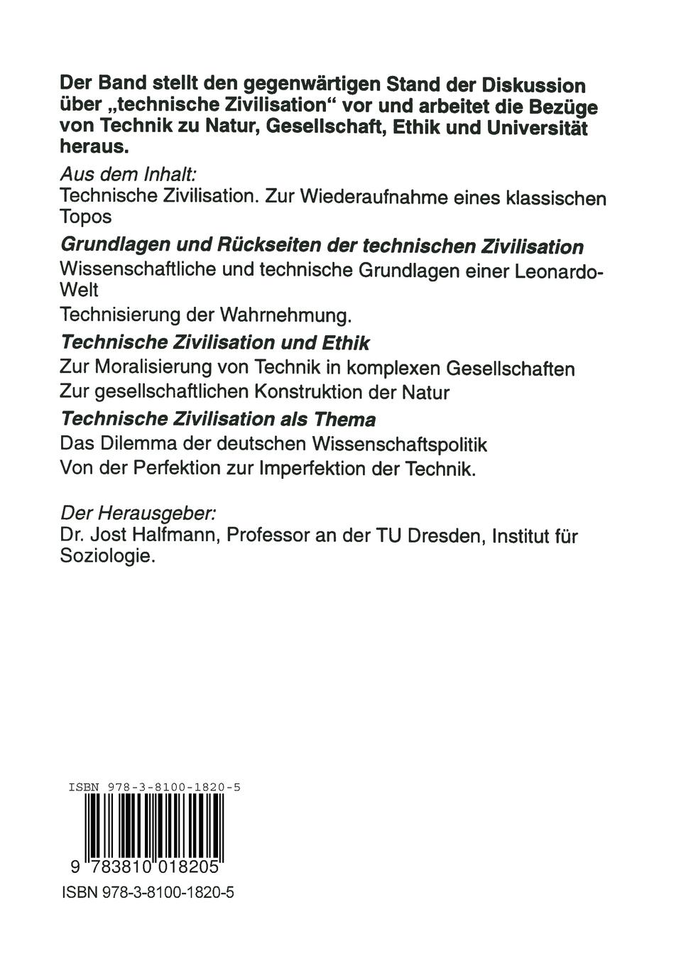 Rückseitencover Technische Zivilisation