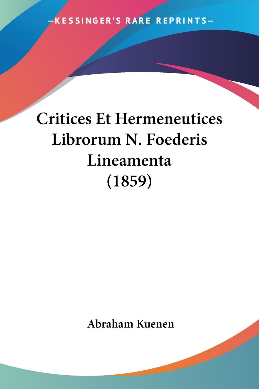 Vorderes Coverbild Critices Et Hermeneutices Librorum N. Foederis Lineamenta (1859)