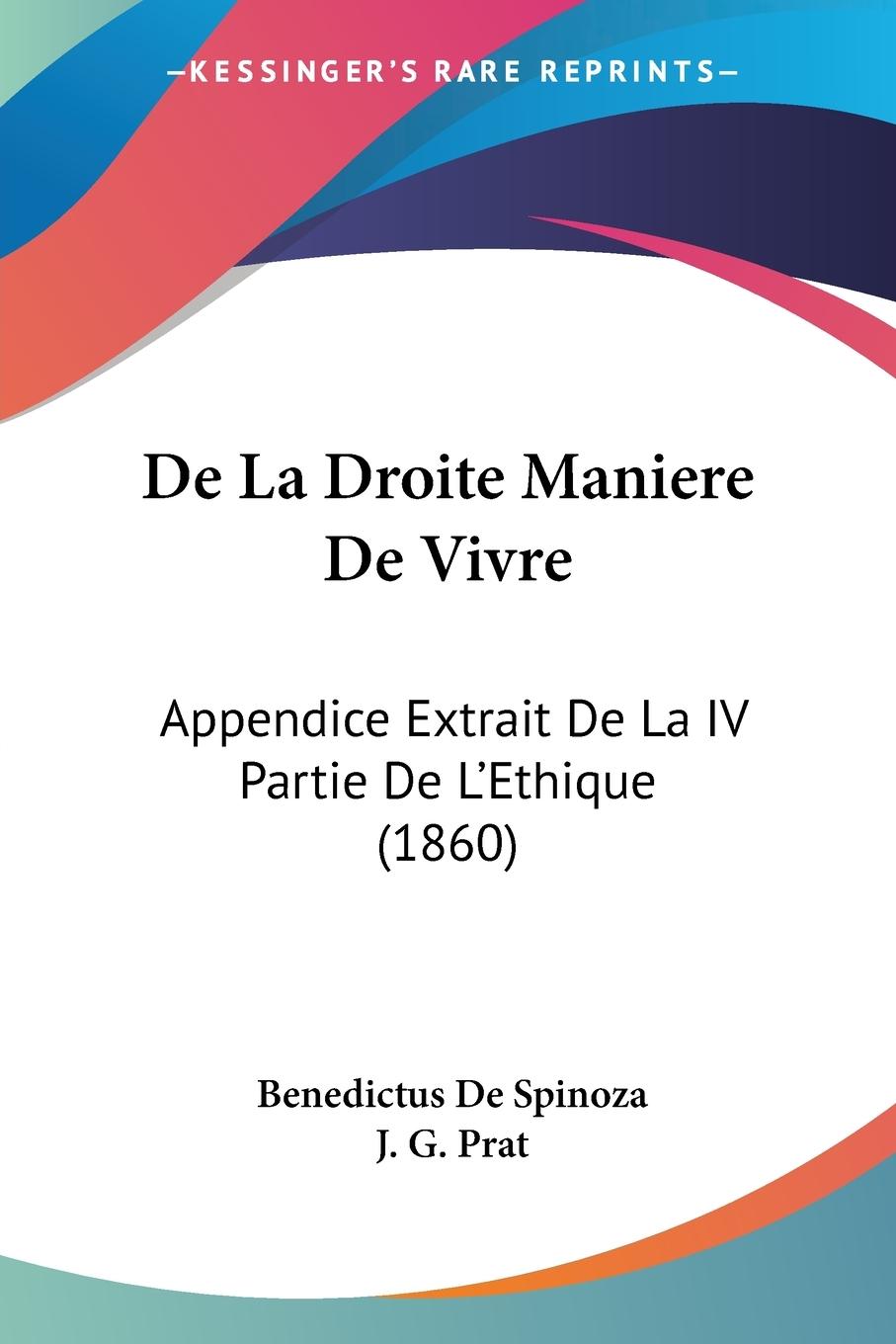 Vorderes Coverbild De La Droite Maniere De Vivre