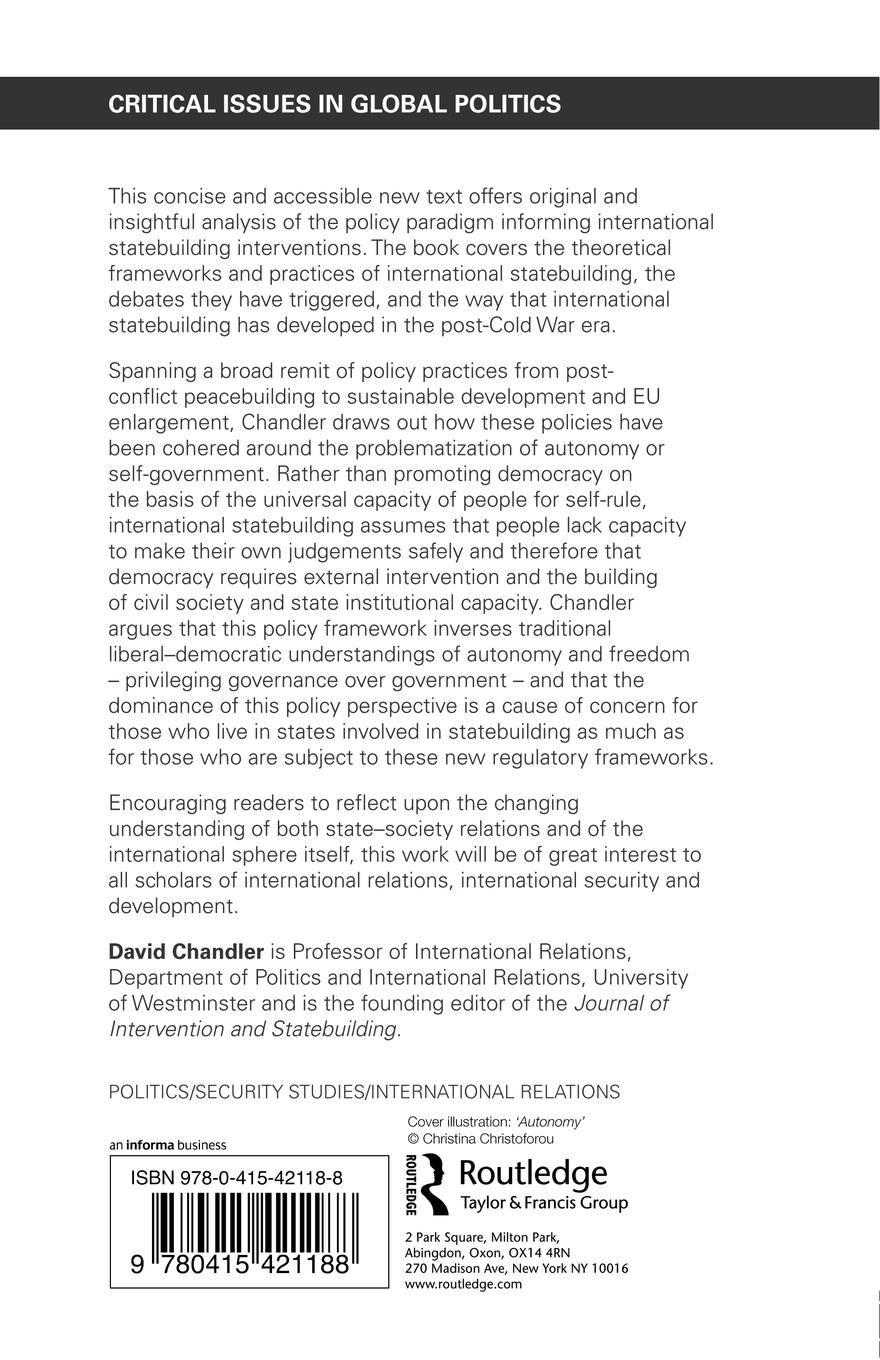 Rückseitencover International Statebuilding