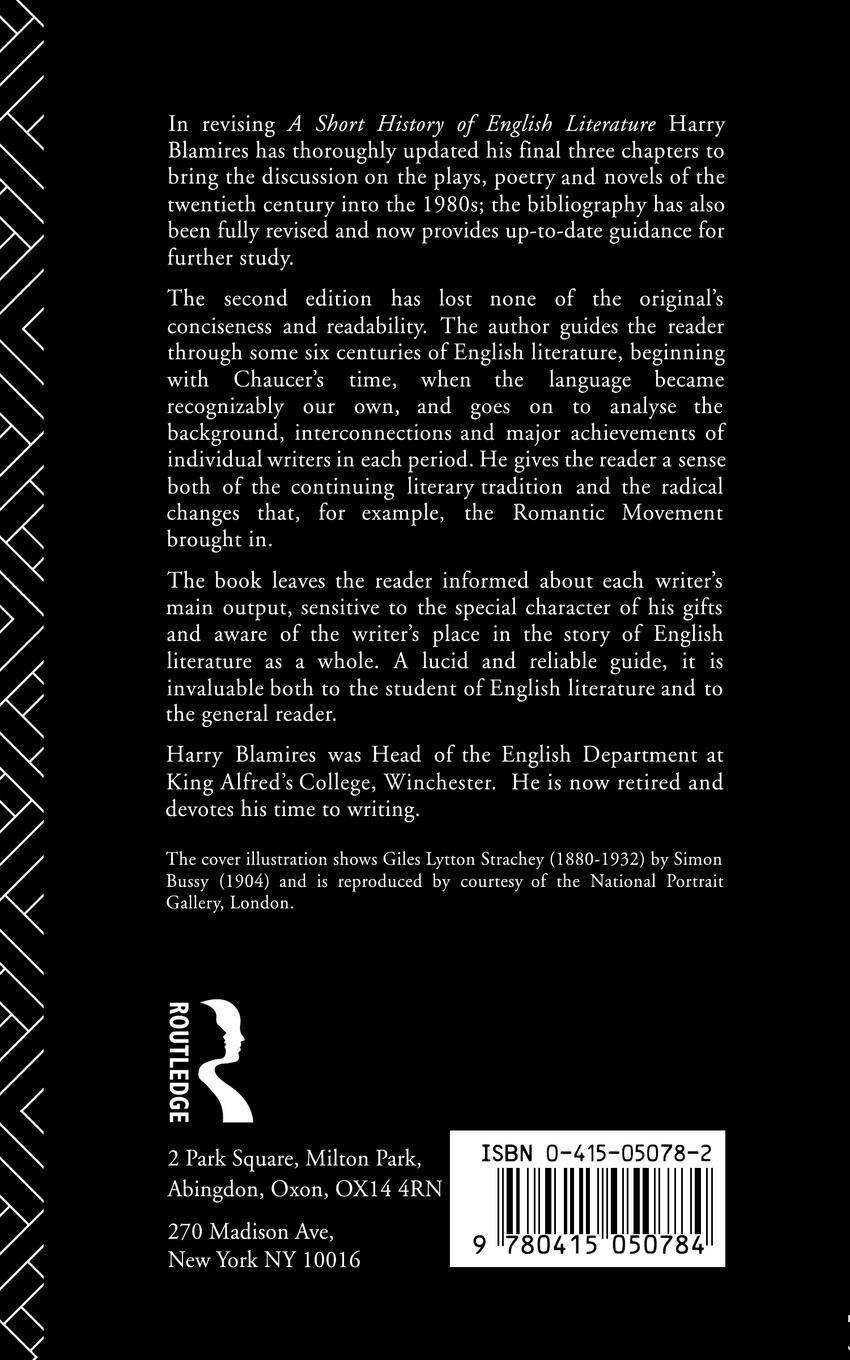 Rückseitencover A Short History of English Literature
