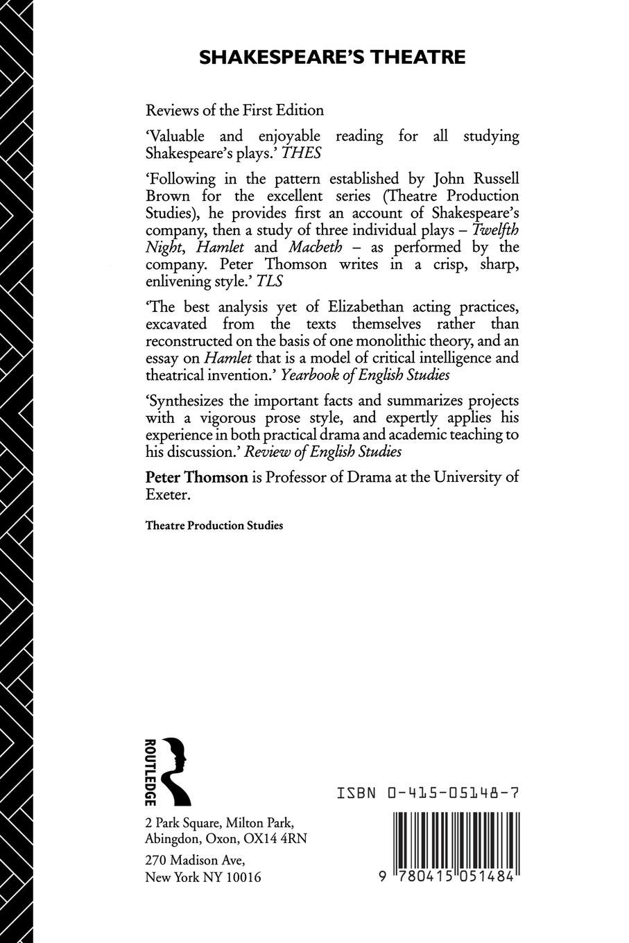 Rückseitencover Shakespeare's Theatre