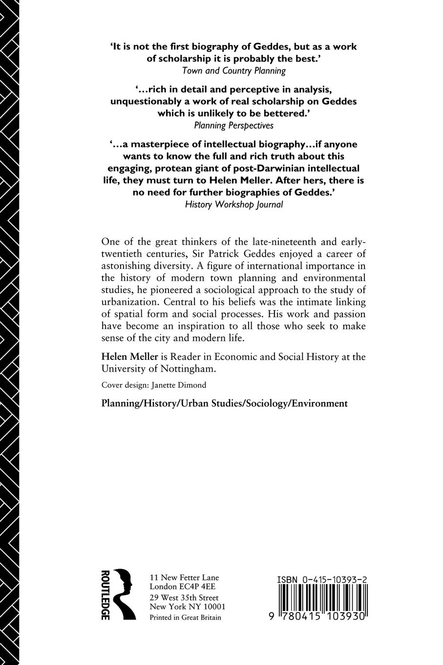 Rückseitencover Patrick Geddes