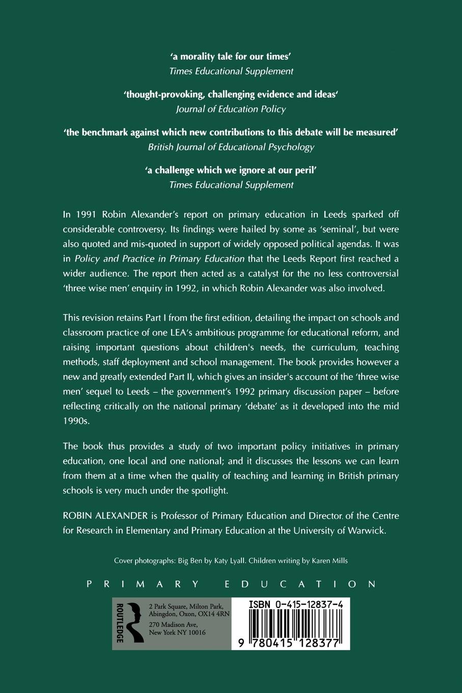 Rückseitencover Policy and Practice in Primary Education