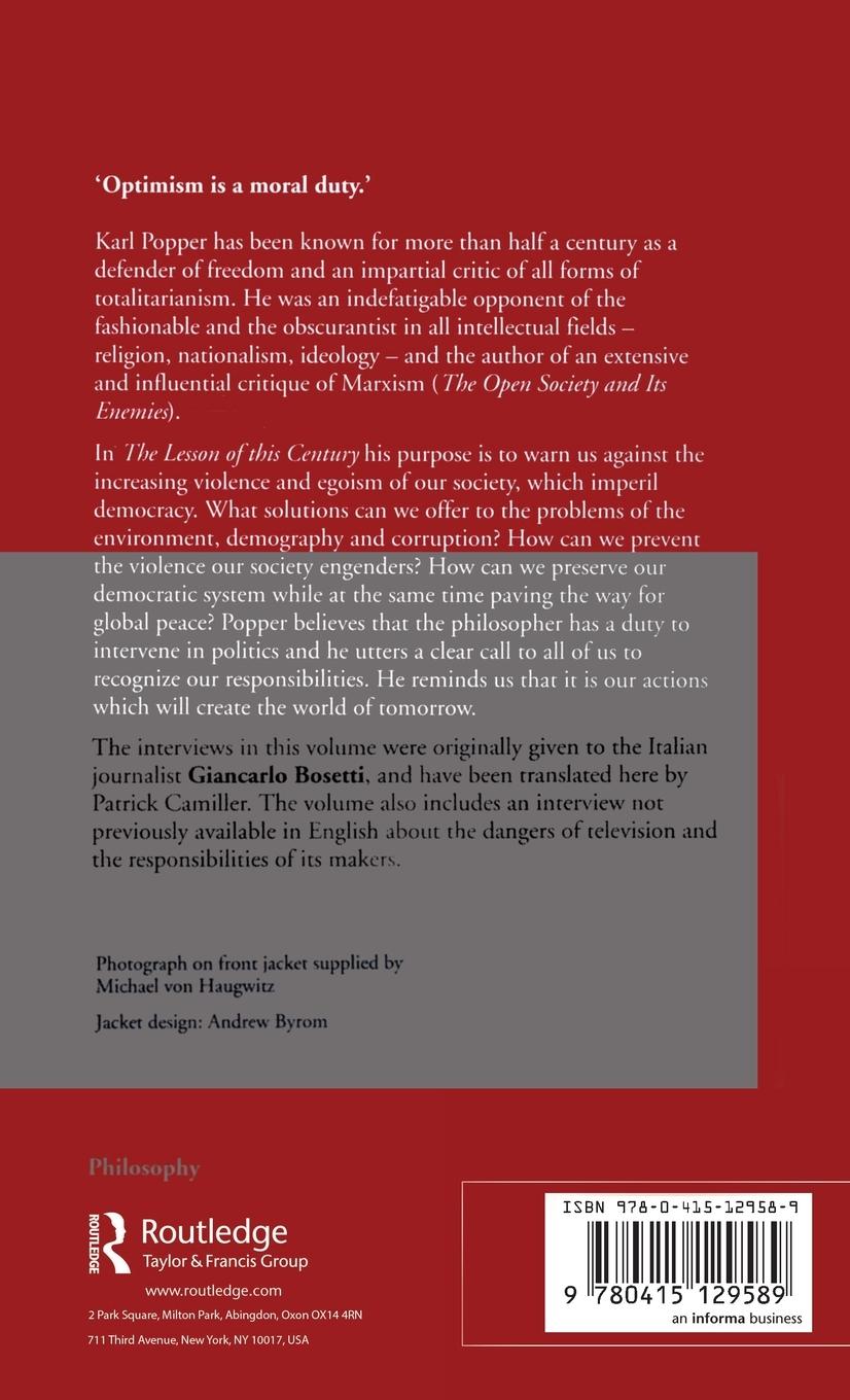 Rückseitencover The Lesson of this Century