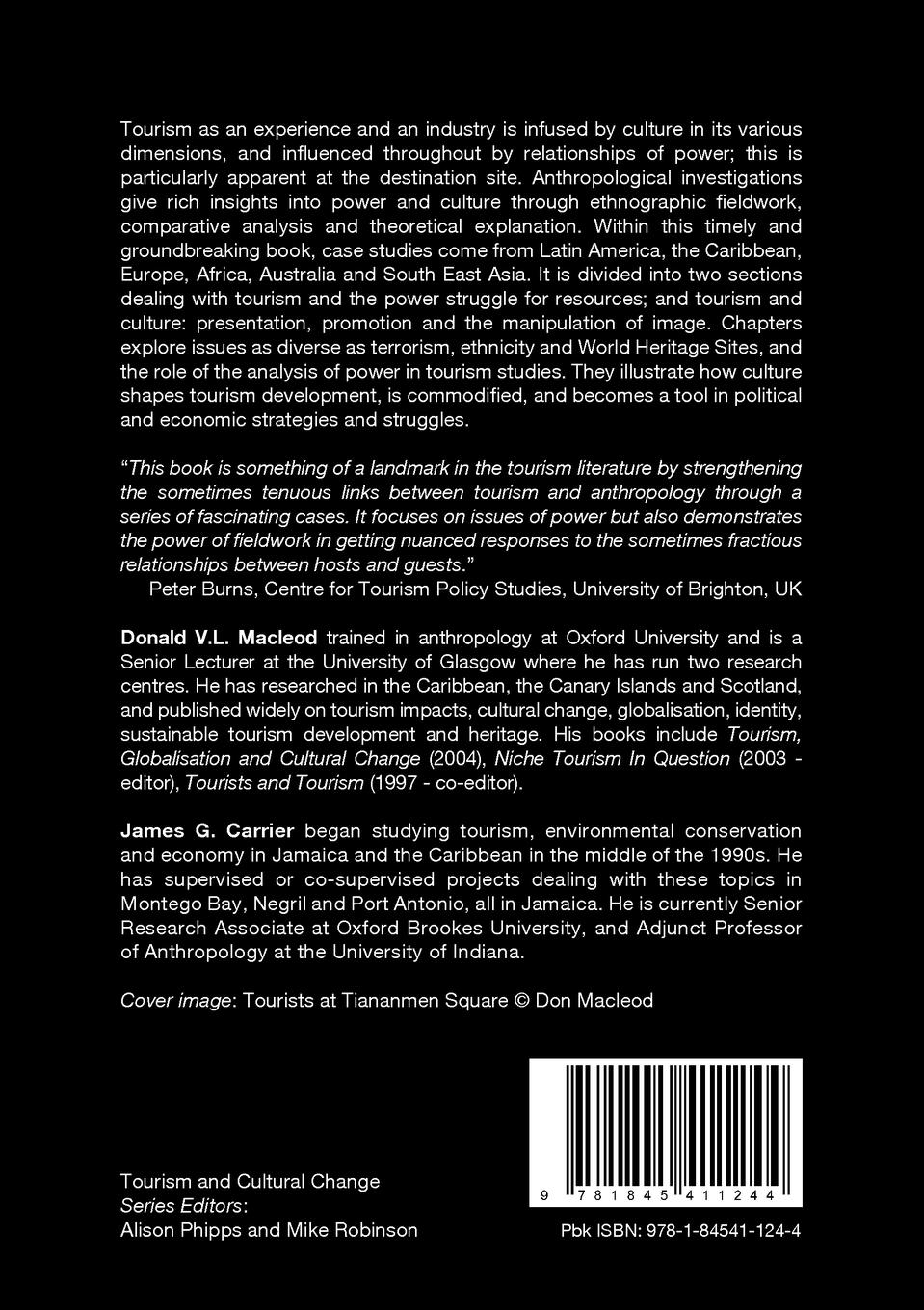 Rückseitencover Tourism, Power and Culture