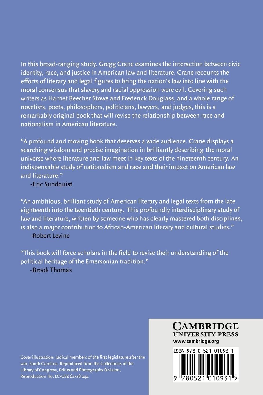 Rückseitencover Race, Citizenship, and Law in American Literature