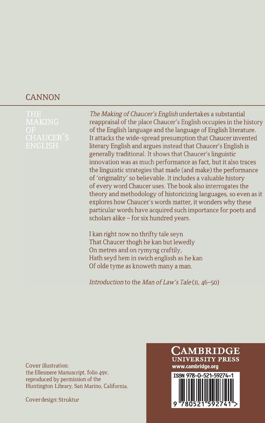 Rückseitencover The Making of Chaucer's English