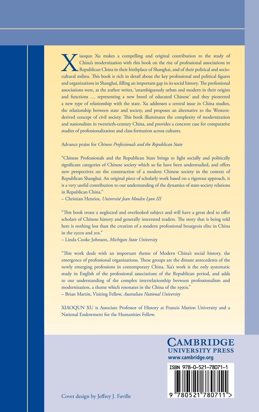Rückseitencover Chinese Professionals and the Republican State