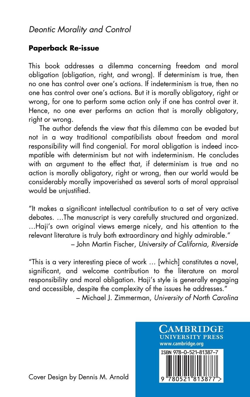 Rückseitencover Deontic Morality and Control