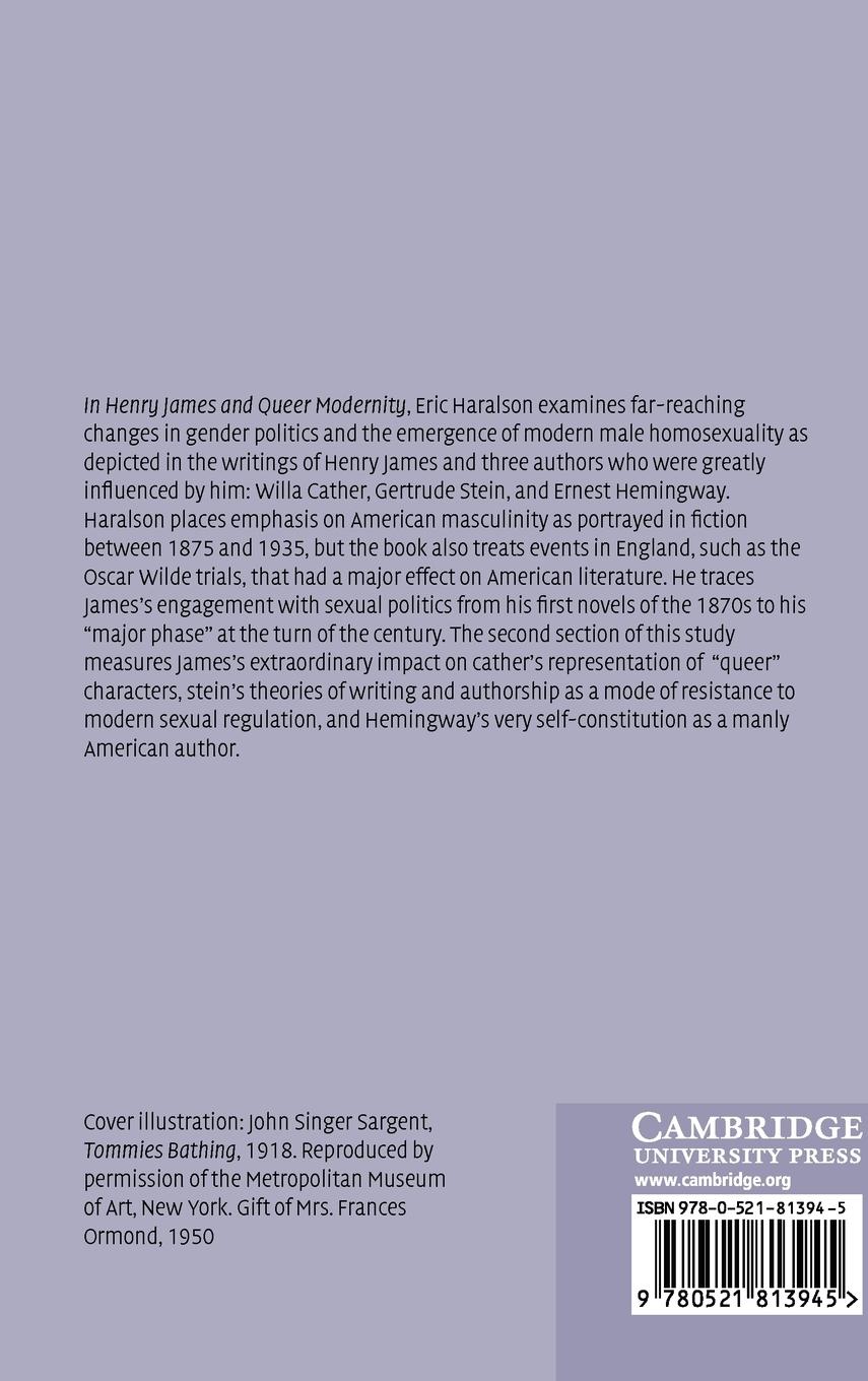Rückseitencover Henry James and Queer Modernity