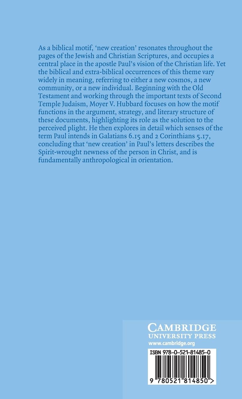 Rückseitencover New Creation in Paul's Letters and Thought