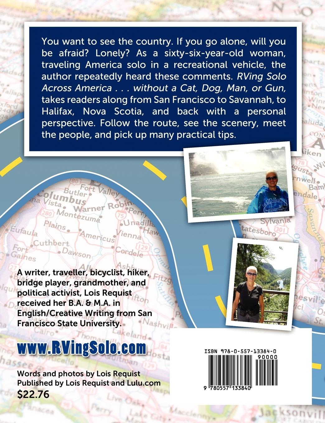 Rückseitencover RVing Solo Across America . . . without a cat, dog, man, or gun