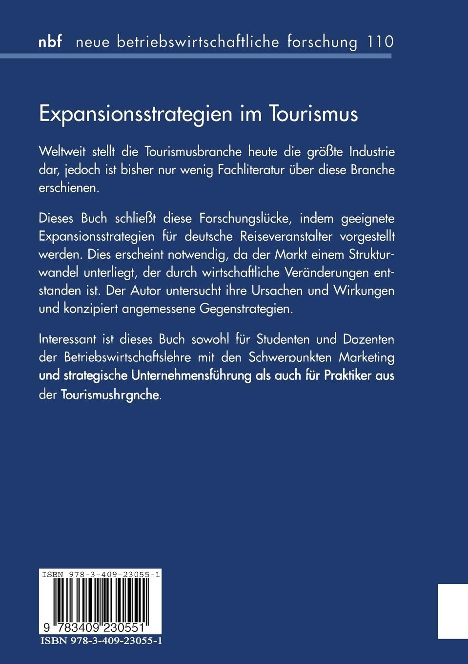Rückseitencover Expansionsstrategien im Tourismus