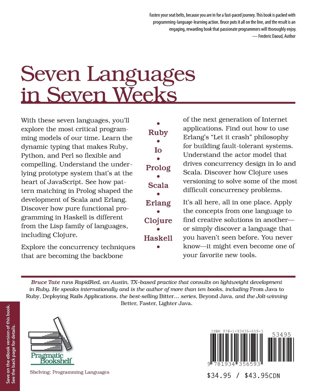 Rückseitencover Seven Languages in Seven Weeks