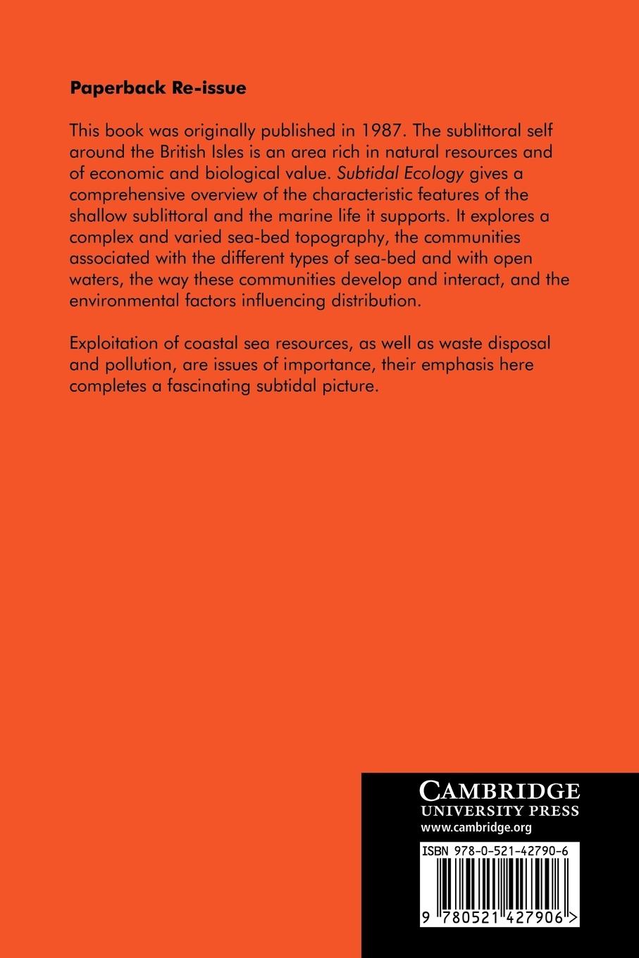 Rückseitencover Subtidal Ecology