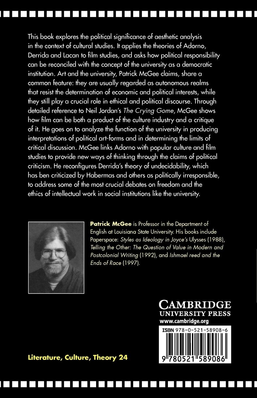 Rückseitencover Cinema, Theory Contemporary Culture