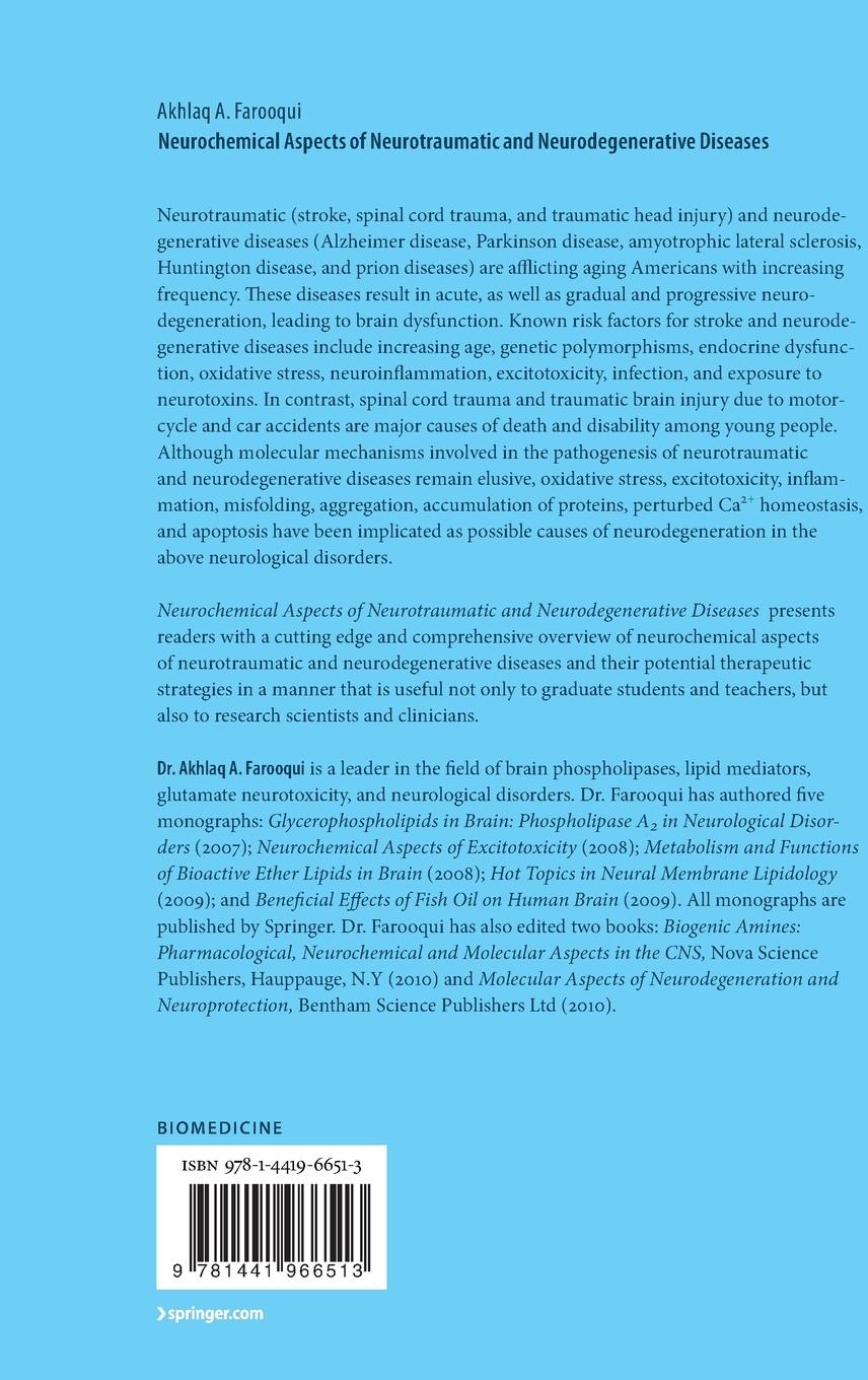 Rückseitencover Neurochemical Aspects of Neurotraumatic and Neurodegenerative Diseases
