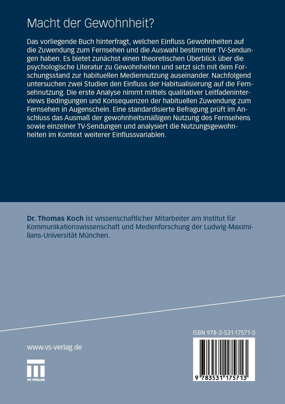Rückseitencover Macht der Gewohnheit?