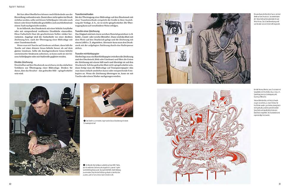 Beispielinhalt (Bild) Drucktechniken. Das Handbuch zu allen Materialien und Methoden