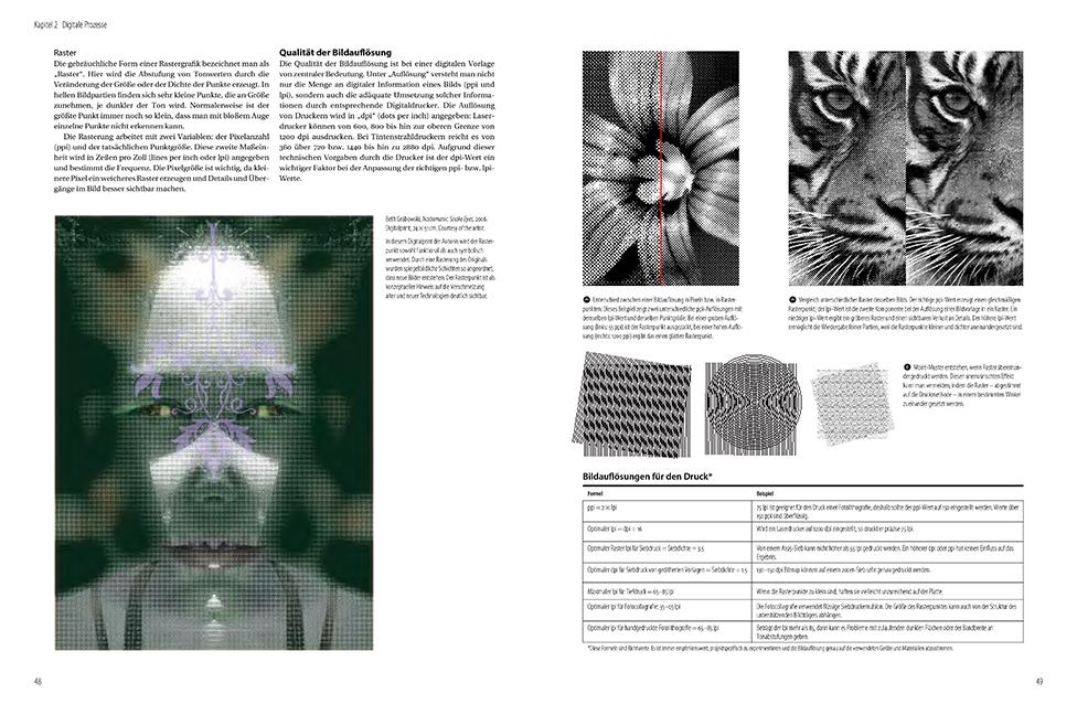 Beispielinhalt (Bild) Drucktechniken. Das Handbuch zu allen Materialien und Methoden