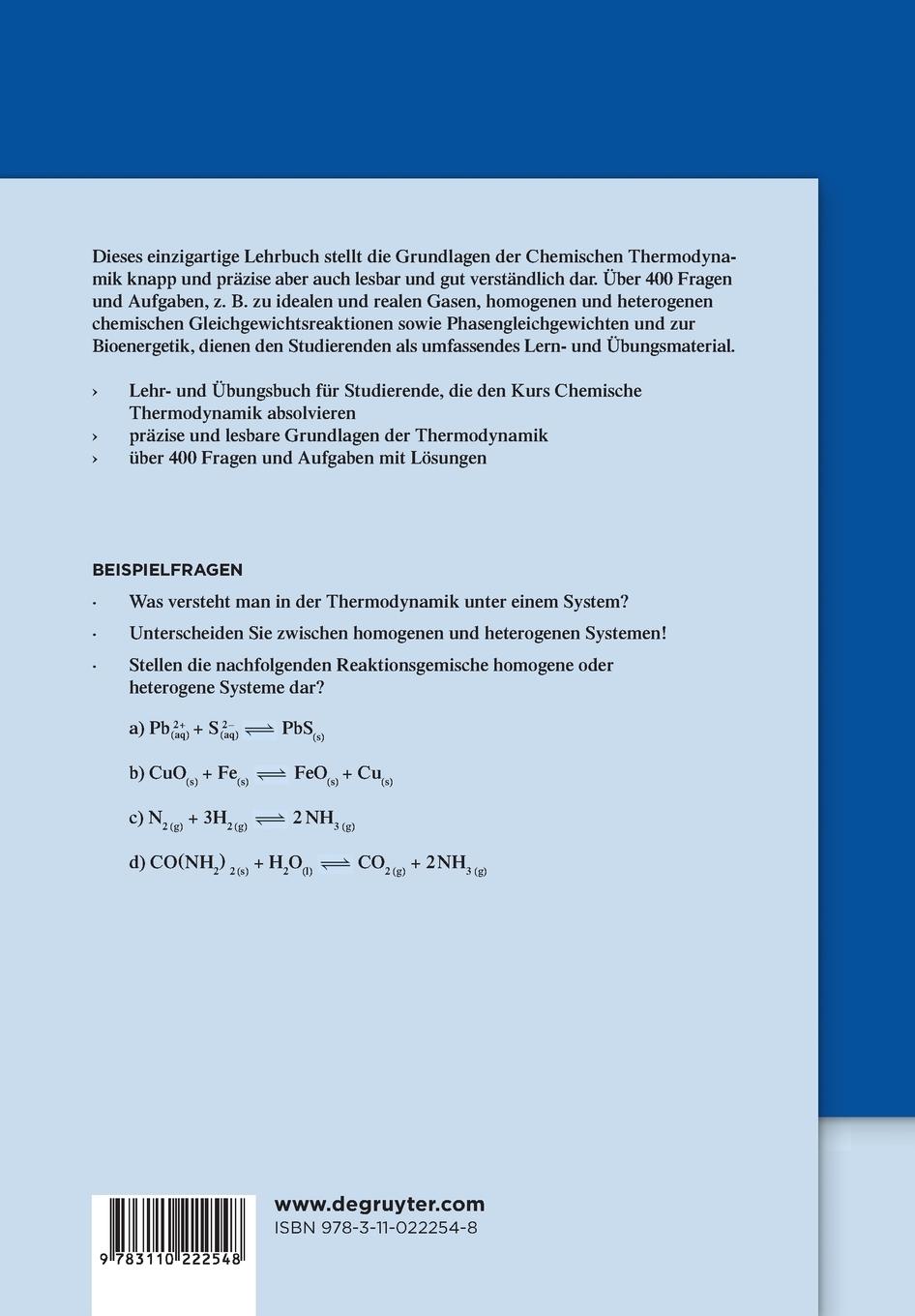 Rückseitencover Chemische Thermodynamik