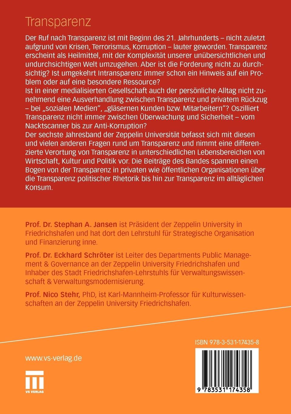 Rückseitencover Transparenz