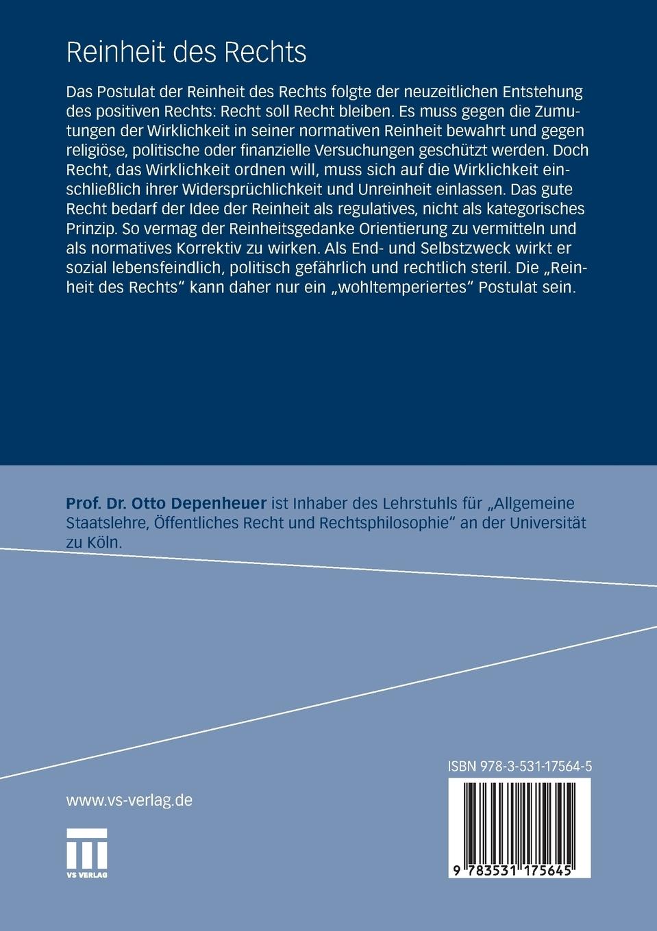 Rückseitencover Reinheit des Rechts