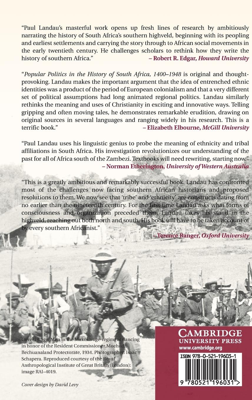 Rückseitencover Popular Politics in the History of South Africa, 1400-1948