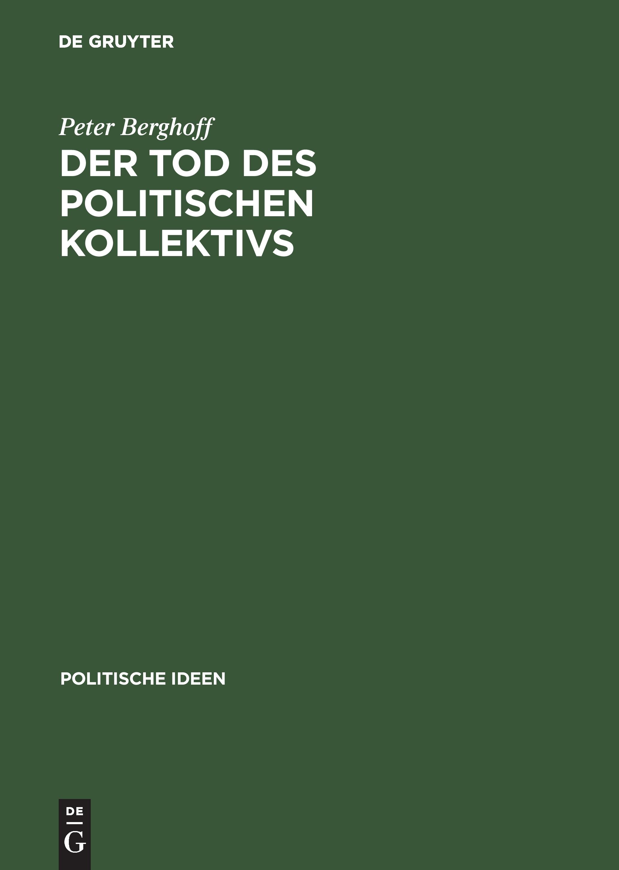 Vorderes Coverbild Der Tod des politischen Kollektivs