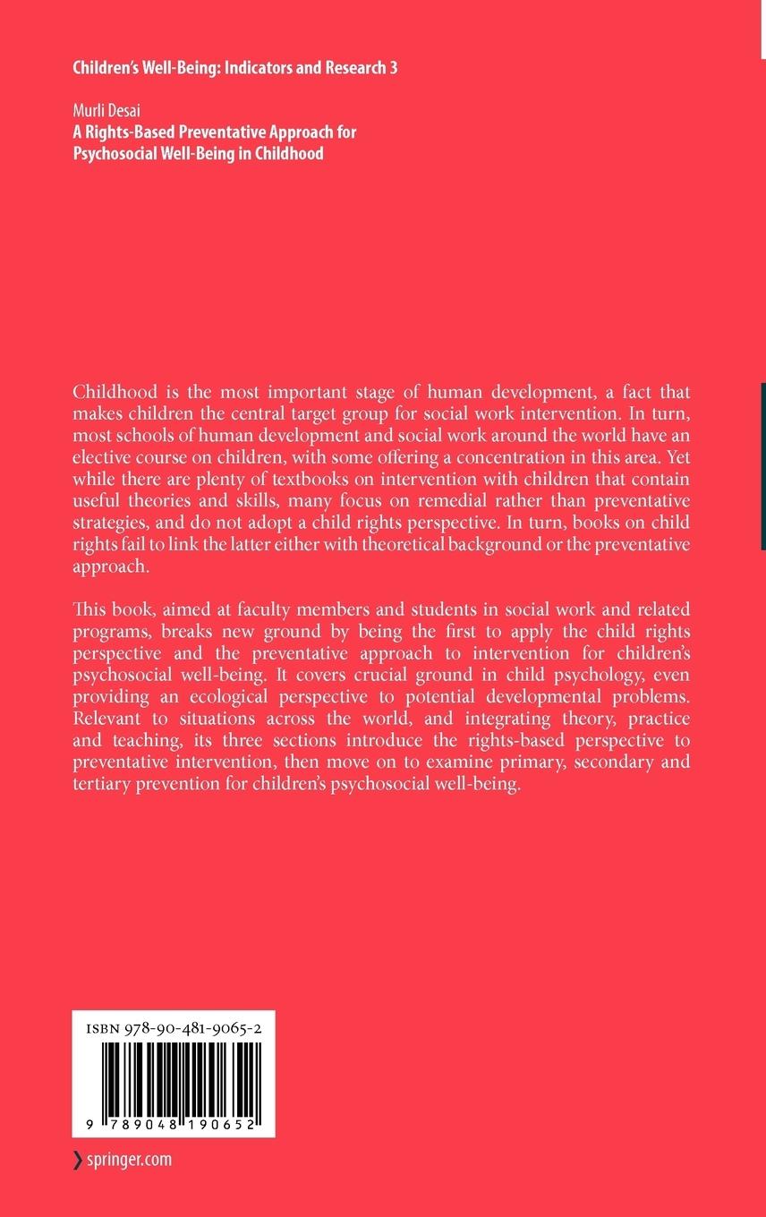 Rückseitencover A Rights-Based Preventative Approach for Psychosocial Well-Being in Childhood