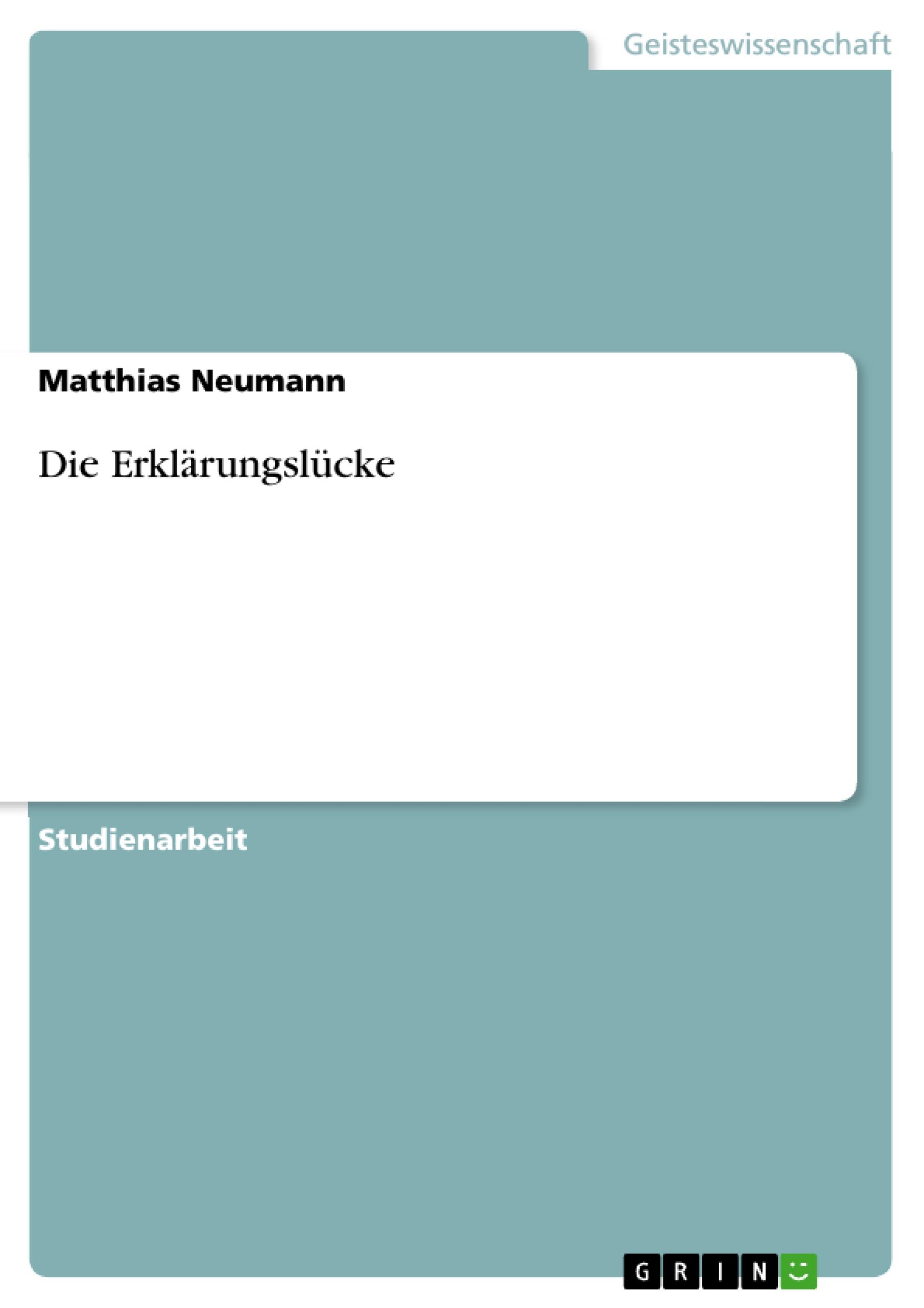 Vorderes Coverbild Die Erklärungslücke