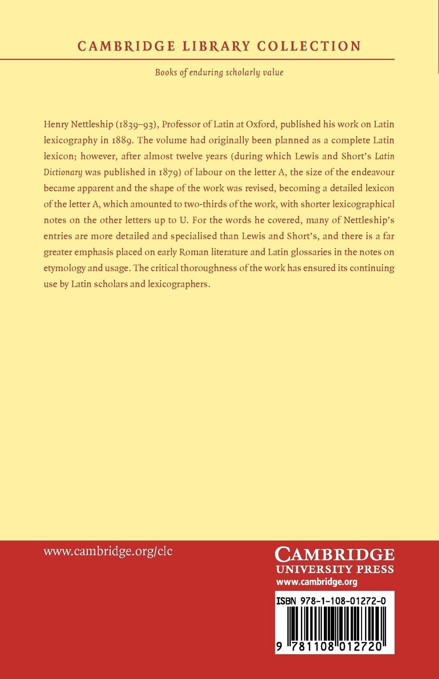 Rückseitencover Contributions to Latin Lexicography