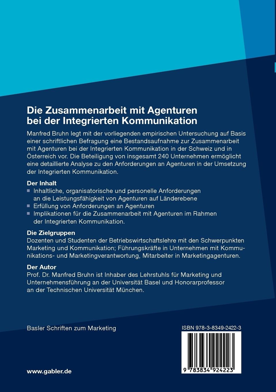 Rückseitencover Die Zusammenarbeit mit Agenturen bei der Integrierten Kommunikation