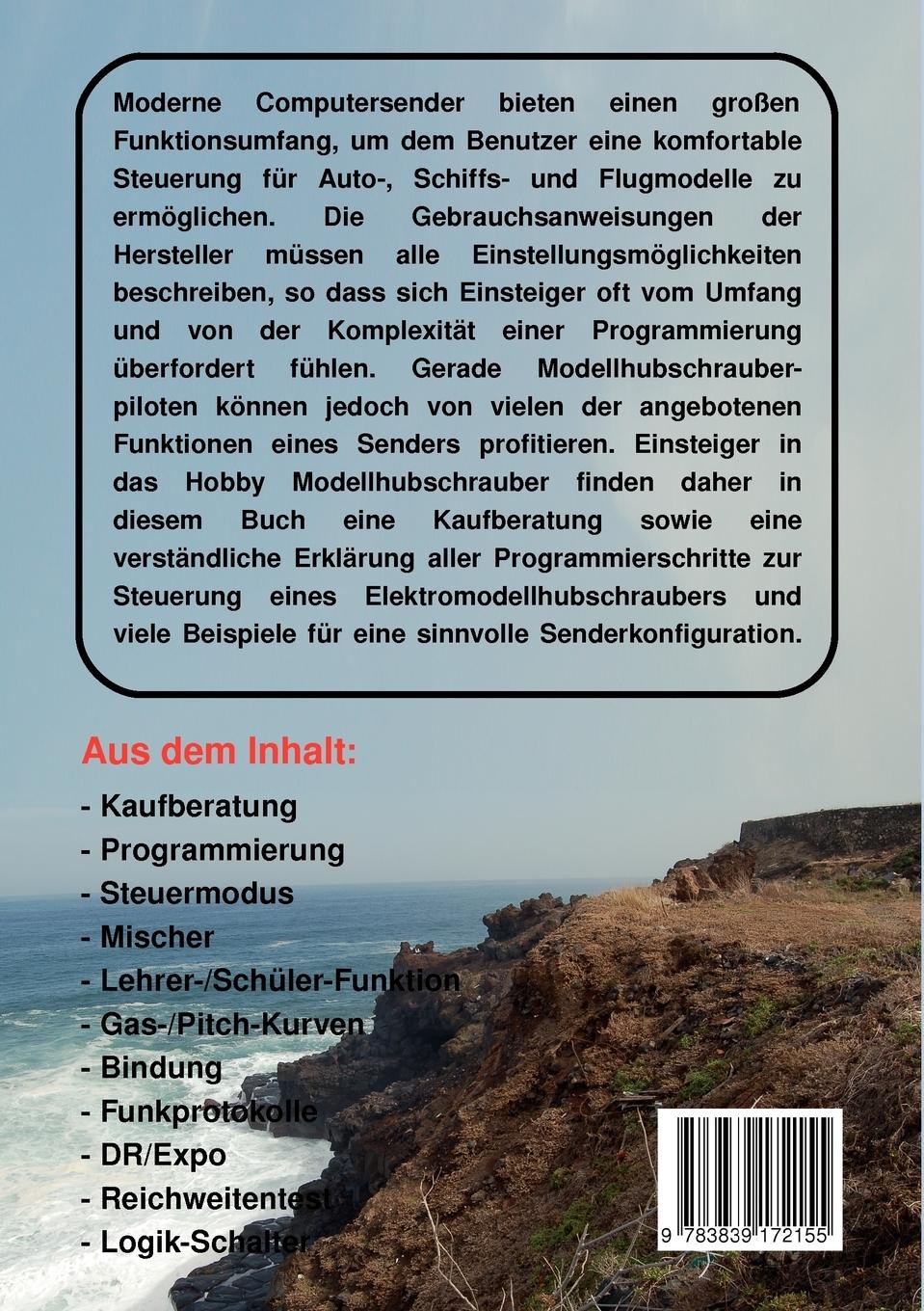 Rückseitencover Senderprogrammierung für Elektro-Modellhubschrauber