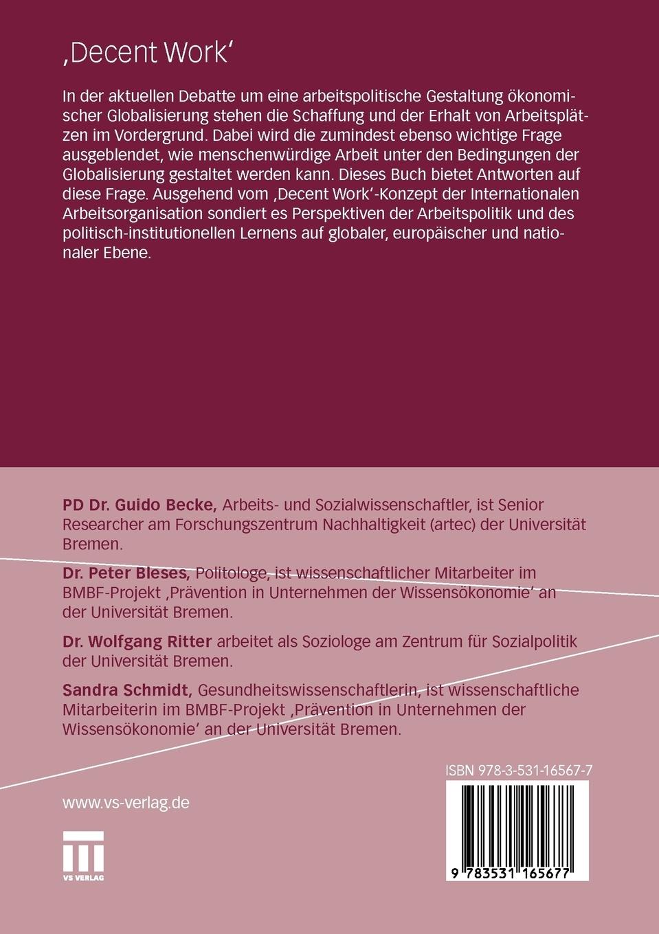Rückseitencover ,Decent Work'