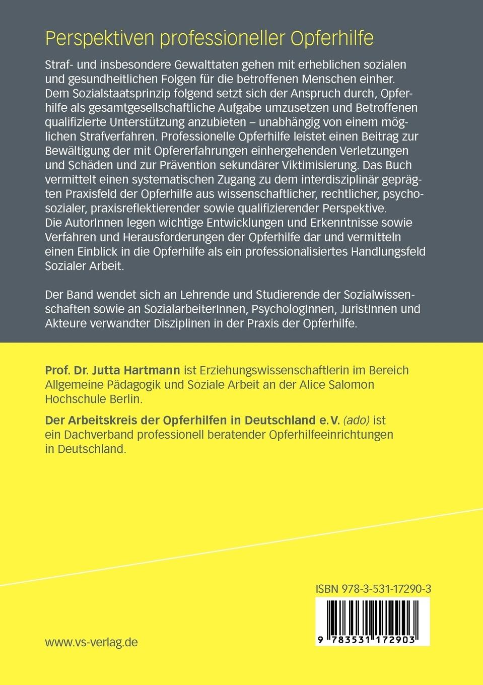 Rückseitencover Perspektiven professioneller Opferhilfe