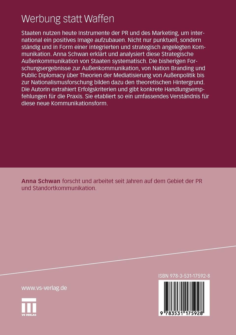 Rückseitencover Werbung statt Waffen