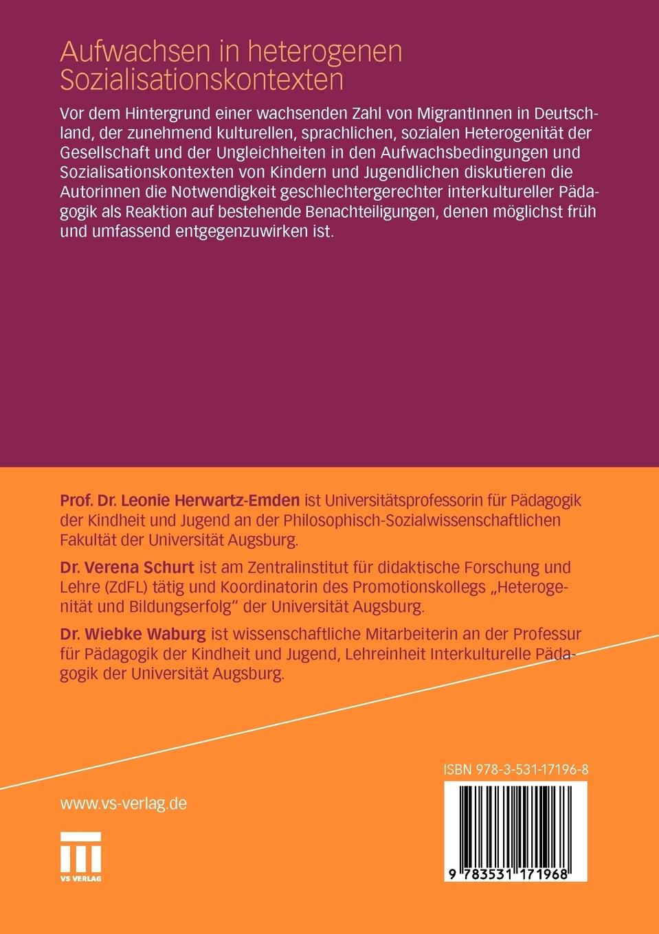 Rückseitencover Aufwachsen in heterogenen Sozialisationskontexten