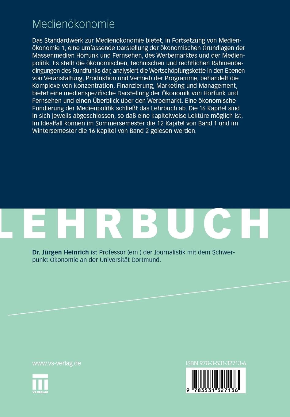 Rückseitencover Medienökonomie