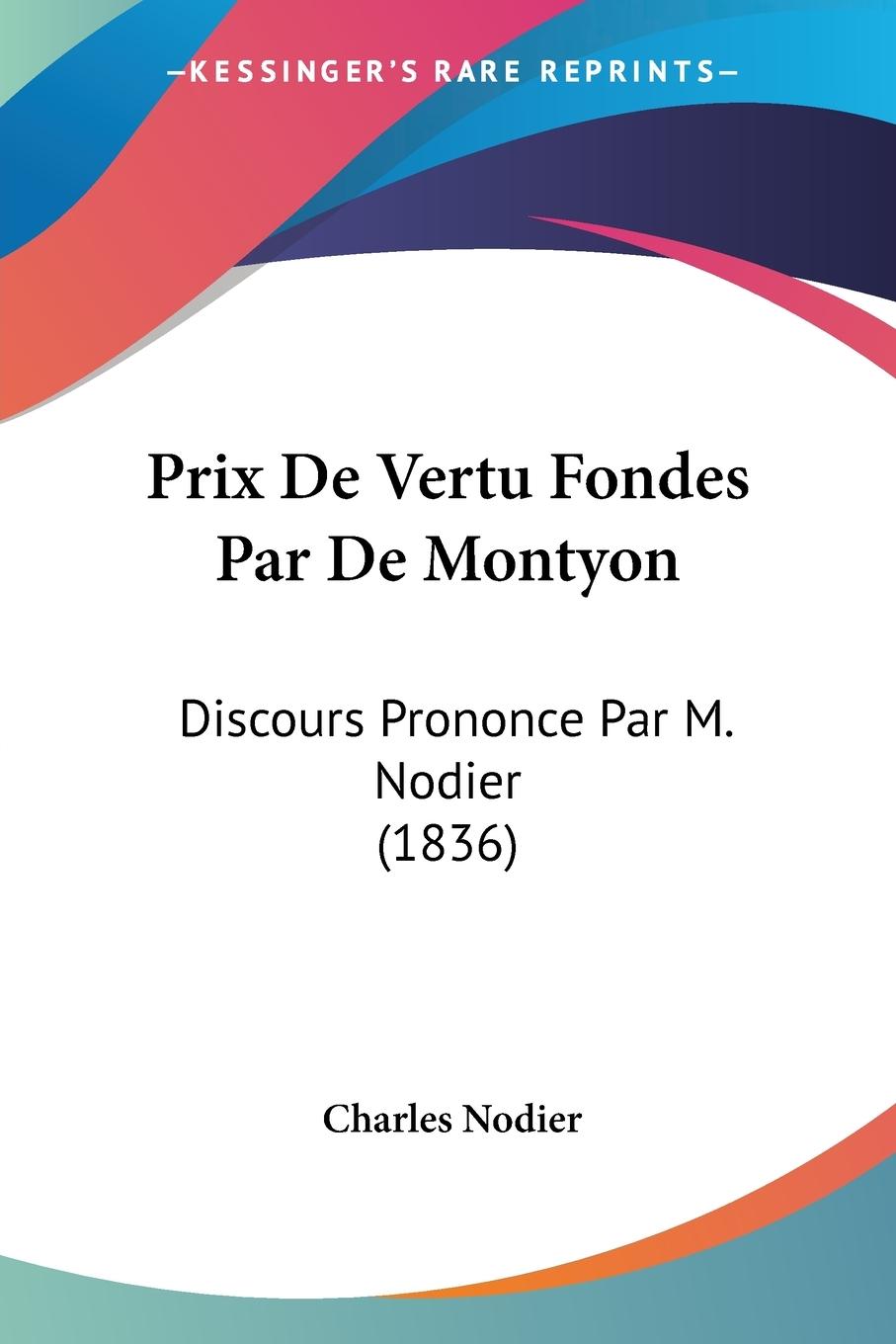 Vorderes Coverbild Prix De Vertu Fondes Par De Montyon